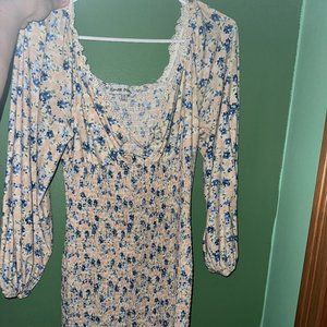 Almost Famous floral bodycon smocked mini dress size XL